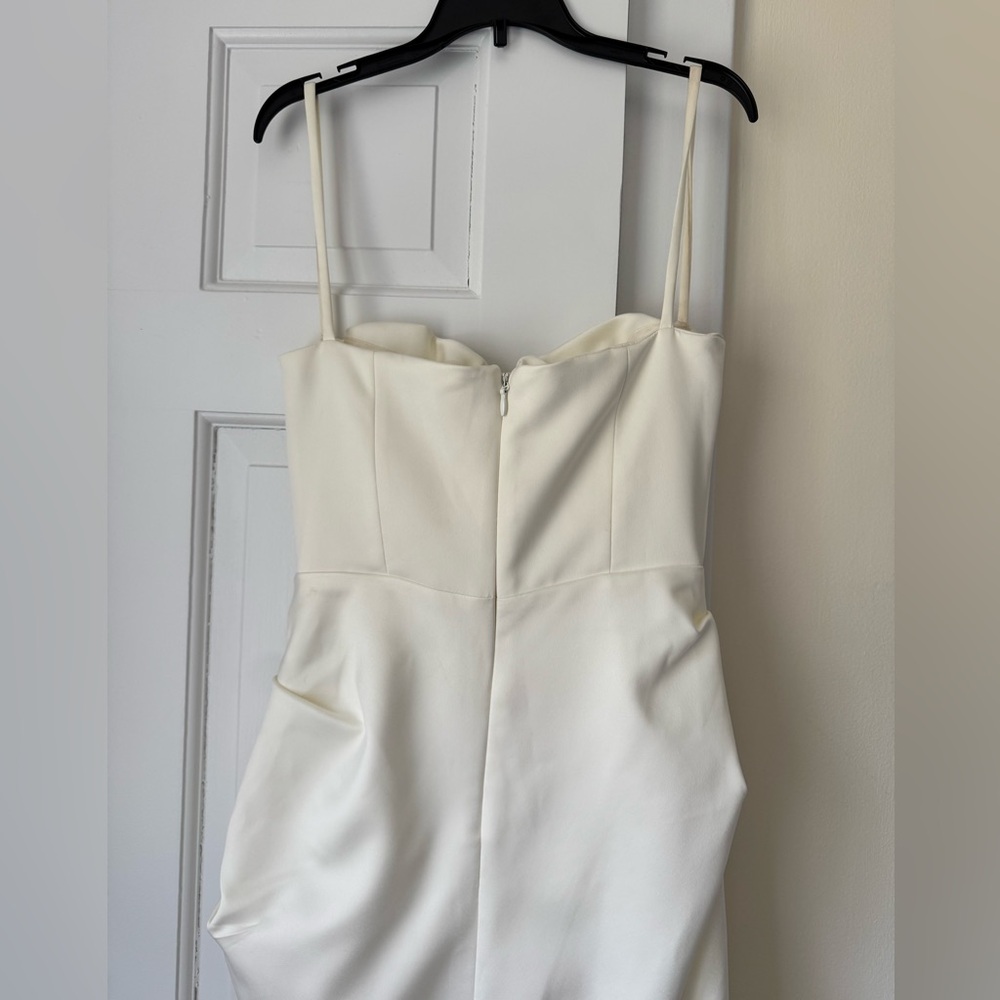 HOUSE OF CB Flora Gown Size Small White Off White Dutch Satin Side Slit - Picture 8 of 10